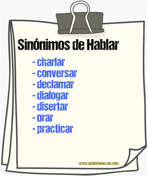 hablar sinonimo|More.